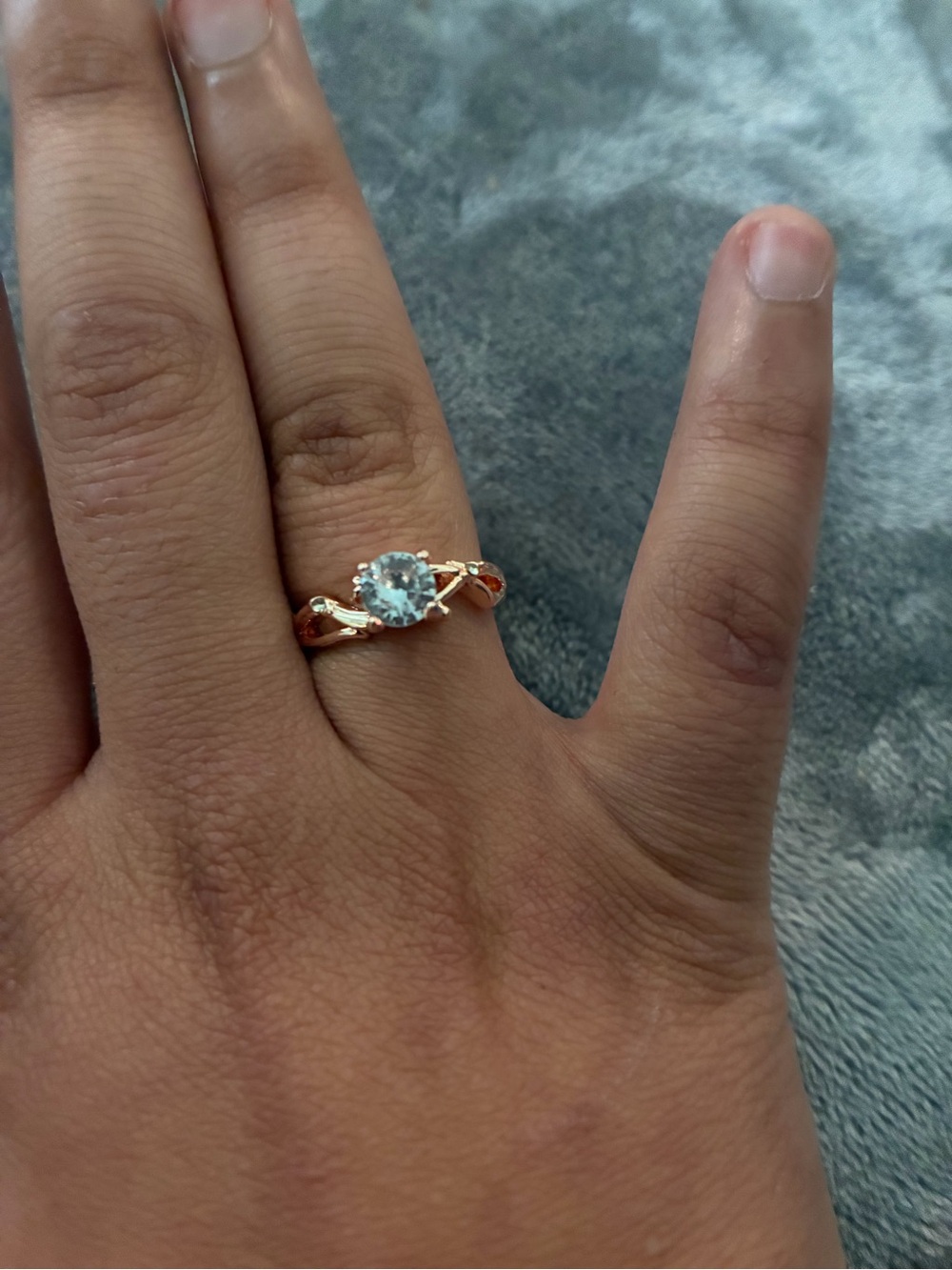 Natural Engagement Ring White Rose Gold Ring Solitaire Ring Promise Ring Mar